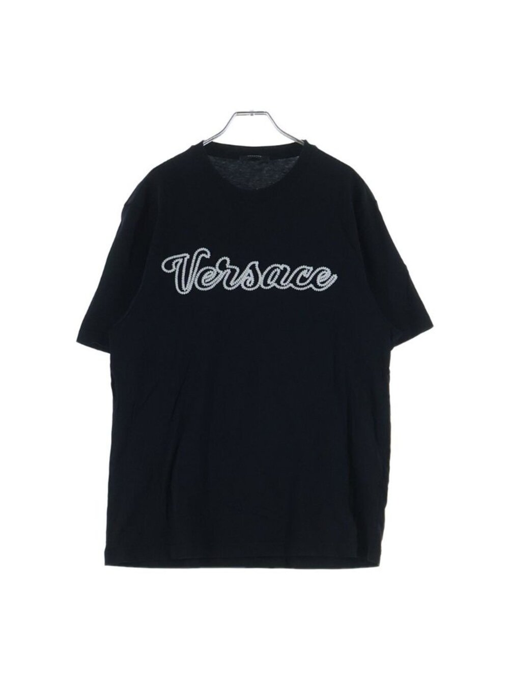 Versace Logo Embroidery Kuru Neckshort Sleeve T-Shirt Black